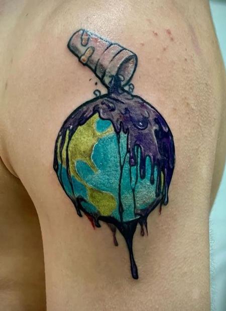 Tattoos - painted world tattoo  - 143877